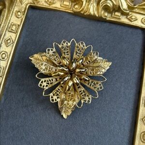 Gold Floral Brooch